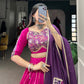 Lorenvalley Pink Chanderi Plain With Zari Line Gota Patti And Embossed Design Lace Touch Up Lehenga Choli with Dupatta | Swadesiicart