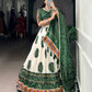 Lorenvalley Fashion Offwhite Tasar Silk Bandhej Print and Gamthi Work with Lace Touch Up Lehenga Choli with Dupatta | Swadesiicart