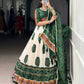 Lorenvalley Fashion Offwhite Tasar Silk Bandhej Print and Gamthi Work with Lace Touch Up Lehenga Choli with Dupatta | Swadesiicart