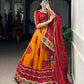Lorenvalley Fashion Mustard Tasar Silk Bandhej Print and Gamthi Work with Lace Touch Up Lehenga Choli with Dupatta | Swadesiicart