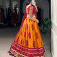 Lorenvalley Fashion Mustard Tasar Silk Bandhej Print and Gamthi Work with Lace Touch Up Lehenga Choli with Dupatta | Swadesiicart