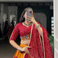 Lorenvalley Fashion Mustard Tasar Silk Bandhej Print and Gamthi Work with Lace Touch Up Lehenga Choli with Dupatta | Swadesiicart