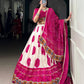 Lorenvalley Fashion Offwhite Tasar Silk Bandhej Print and Gamthi Work with Lace Touch Up Lehenga Choli with Dupatta | Swadesiicart