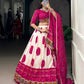 Lorenvalley Fashion Offwhite Tasar Silk Bandhej Print and Gamthi Work with Lace Touch Up Lehenga Choli with Dupatta | Swadesiicart