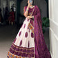 Lorenvalley Fashion Offwhite Tasar Silk Bandhej Print and Gamthi Work with Lace Touch Up Lehenga Choli with Dupatta | Swadesiicart
