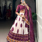 Lorenvalley Fashion Offwhite Tasar Silk Bandhej Print and Gamthi Work with Lace Touch Up Lehenga Choli with Dupatta | Swadesiicart