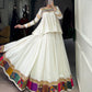 Lorenvalley Fashion White Pure Rayon Multi Patch Work With Gota Patti Lace Touch Up Lehenga Choli | Swadesiicart