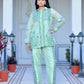 Vaasva Women's Marine Chanderi Block Printed Cord Set - Swadesiicart