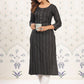 Ode by House of Pataudi Striped Round Neck Straight Cotton Kurta - Swadesiicart
