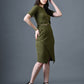 Myshka Women Olive Polyester A-Line Round Neck Solid Knee Length Short Sleeves Co-Ords - Swadesiicart