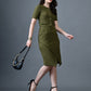 Myshka Women Olive Polyester A-Line Round Neck Solid Knee Length Short Sleeves Co-Ords - Swadesiicart