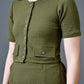 Myshka Women Olive Polyester A-Line Round Neck Solid Knee Length Short Sleeves Co-Ords - Swadesiicart