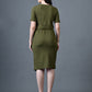 Myshka Women Olive Polyester A-Line Round Neck Solid Knee Length Short Sleeves Co-Ords - Swadesiicart