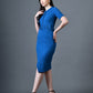 Myshka Women Blue Polyester A-Line Round Neck Solid Knee Length Short Sleeves Co-Ords - Swadesiicart