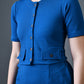 Myshka Women Blue Polyester A-Line Round Neck Solid Knee Length Short Sleeves Co-Ords - Swadesiicart