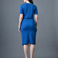 Myshka Women Blue Polyester A-Line Round Neck Solid Knee Length Short Sleeves Co-Ords - Swadesiicart