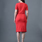 Myshka Women Red Polyester A-Line Round Neck Solid Knee Length Short Sleeves Co-Ords - Swadesiicart