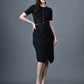 Myshka Women Black Polyester A-Line Round Neck Solid Knee Length Short Sleeves Co-Ords - Swadesiicart