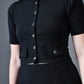 Myshka Women Black Polyester A-Line Round Neck Solid Knee Length Short Sleeves Co-Ords - Swadesiicart