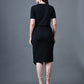 Myshka Women Black Polyester A-Line Round Neck Solid Knee Length Short Sleeves Co-Ords - Swadesiicart