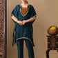 Myshka Green Silk Blend Kaftan Sweetheart Neck Short Sleeves Kurta Trousers With Dupatta - Swadesiicart