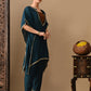 Myshka Green Silk Blend Kaftan Sweetheart Neck Short Sleeves Kurta Trousers With Dupatta - Swadesiicart