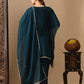 Myshka Green Silk Blend Kaftan Sweetheart Neck Short Sleeves Kurta Trousers With Dupatta - Swadesiicart