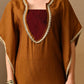 Myshka Mustard Silk Blend Kaftan Sweetheart Neck Short Sleeves Kurta Trousers With Dupatta - Swadesiicart