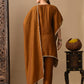 Myshka Mustard Silk Blend Kaftan Sweetheart Neck Short Sleeves Kurta Trousers With Dupatta - Swadesiicart