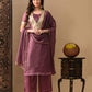 Myshka Mauve Silk Blend Straight Round Neck Short Sleeves Kurta Trousers With Dupatta - Swadesiicart