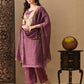 Myshka Mauve Silk Blend Straight Round Neck Short Sleeves Kurta Trousers With Dupatta - Swadesiicart