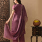 Myshka Mauve Silk Blend Straight Round Neck Short Sleeves Kurta Trousers With Dupatta - Swadesiicart