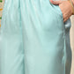 Myshka Blue Silk Blend Straight Round Neck Short Sleeves Kurta Trousers Set - Swadesiicart