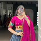Lorenvalley Fashion Blue Tasar Silk Print with Foil Work and Real Mirror Gamthi Work with Lace Touch Up Lehenga Choli with Dupatta | Swadesiicart