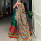 Lorenvalley Green Dola Silk Printed With Foil Work And Original Mirror Gamthi Lace Touch Up Lehenga Choli with Dupatta | Swadesiicart