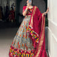 Lorenvalley Fashion Grey Tasar Silk Print with Foil Work and Real Mirror Gamthi Work with Lace Touch Up Lehenga Choli with Dupatta | Swadesiicart