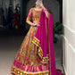 Lorenvalley Fashion Mustard Tasar Silk Print with Foil Work and Real Mirror Gamthi Work with Lace Touch Up Lehenga Choli with Dupatta | Swadesiicart
