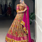 Lorenvalley Fashion Mustard Tasar Silk Print with Foil Work and Real Mirror Gamthi Work with Lace Touch Up Lehenga Choli with Dupatta | Swadesiicart