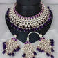 Jewel City Royal Purple Kundan & Pearl Bridal Jewelry Set-Luxury Choker Necklace Earrings & Maang Tikka-Ethnic Wedding & Party Wear | Swadesiicart