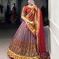 Lorenvalley Fashion Tasar Silk Kashmiri Print With Foil Print And Original Mirror Gamthi work Lehenga Choli with Dupatta - Swadesiicart