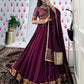 Lorenvalley Wine Pure Chanderi Zari Weaving Work With Gotta Patti Lace Touch Up Lehenga Choli with Dupatta | Swadesiicart