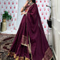 Lorenvalley Wine Pure Chanderi Zari Weaving Work With Gotta Patti Lace Touch Up Lehenga Choli with Dupatta | Swadesiicart