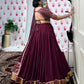 Lorenvalley Wine Pure Chanderi Zari Weaving Work With Gotta Patti Lace Touch Up Lehenga Choli with Dupatta | Swadesiicart