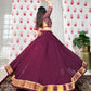 Lorenvalley Wine Pure Chanderi Zari Weaving Work With Gotta Patti Lace Touch Up Lehenga Choli with Dupatta | Swadesiicart