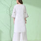 Myshka Women's Embroidered Calf Length White Kurta With Palazzo - Swadesiicart