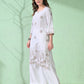 Myshka Women's Embroidered Calf Length White Kurta With Palazzo - Swadesiicart