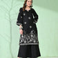 Myshka Women's Embroidered Calf Length Black Kurta With Palazzo - Swadesiicart