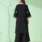 Myshka Women's Embroidered Calf Length Black Kurta With Palazzo - Swadesiicart
