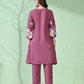 Myshka Women's Embroidered Calf Length Mauve Kurta With Palazzo - Swadesiicart