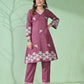 Myshka Women's Embroidered Calf Length Mauve Kurta With Palazzo - Swadesiicart